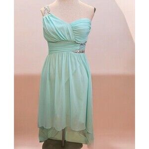 City Studio Formal Prom Dress Sea Green Size 5 One Shoulder High Low Hem Jeweled